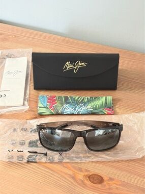 Maui Jim Brown Grey Translucent Frame Sunglasses with Polarized Lenses